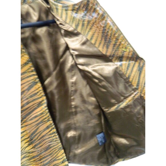 Pamela McCoy Size L New Leather Animal Print Jacket Zippered Front & Cuffs - Picture 7 of 15